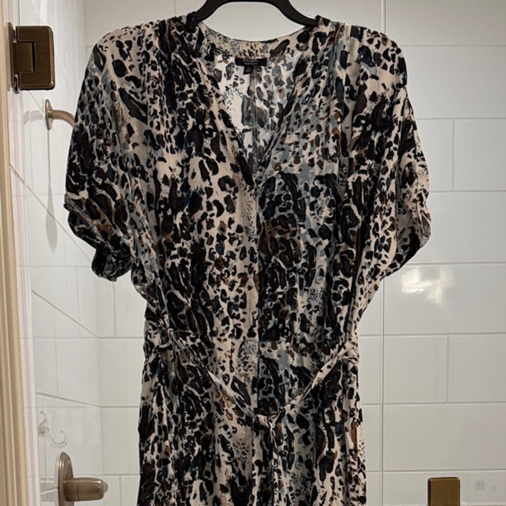 MSK Black and White Animal Print Midi Dress